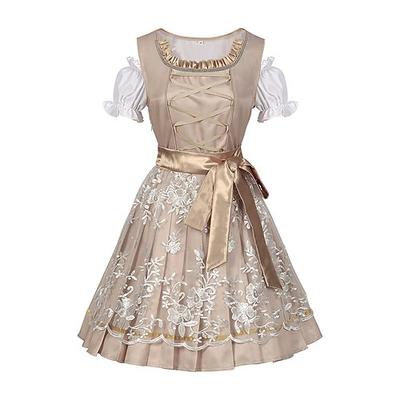 Karneval Oktoberfestbier Kostüm Dirndl Trachtenkleider Dirndlbluse Oktoberfest / Bier Bayerisch Traditioneller Stil Traditionelles Kostümkleid Wiesn Damen Stoff im traditionellen Stil Blusen Kleid Image