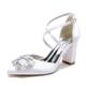 Women's Wedding Shoes Ladies Shoes Valentines Gifts White Shoes Wedding Party Daily Bridal Shoes Rhinestone Chunky Heel Pointed Toe Elegant Fashion Satin Cross Strap Wine Black White