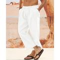 Men's Linen Pants Summer Pants Beach Pants Harem Pants Pocket Drawstring Elastic Waist Plain Comfort Breathable Daily Holiday Vacation Hawaiian Boho Lake blue Black