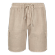 Men Linen Bermuda Shorts Cargo Pockets - Baie - Beige - Size M - Vilebrequin