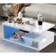 ((White)) Coffee Table Wooden Storage High Gloss Modern Living Room Furniture