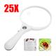 25X Handheld Magnifier 3 LED Light Reading Book Magnifying Glass Loupe