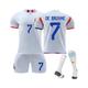 (24(130-140CM)) Belgium 2022/23 Away Jersey De Bruyne #7 Soccer T-Shirt Shorts Kits Football 3-Pieces Sets