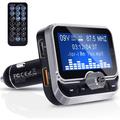 FM Transmitter, Clydek Bluetooth FM Transmitter Radio Adapter Audio Receiver Stereo Music Tuner Car Kit with Dual USB 2.4A Charger, Remote C