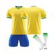 (M(170-175CM)) Men's Home World Cup Brazil Jersey Soccer T-Shirt Shorts Kits Football 3-Pieces Sets