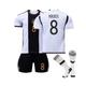 (26(140-150CM)) Germany 2022-2023 World Cup Home Jersey Kroos #8 Soccer T-Shirt Shorts Kits Football 3-Pieces Sets