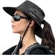 (Grey) Womens Summer Sun Hat Beach Hats Wide Brim Outdoor Uv Protection Hat Foldable Ponytail Bucket Cap