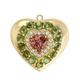 Women's Gold / Green 14K Yellow Gold With Tourmaline Gemstone & Pave Diamond Heart Shape Pendant Artisan