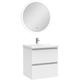 510mm Matt White Wall Hung Bathroom Vanity Unit with Basin + Round LED Mirror B (Cool White Light)