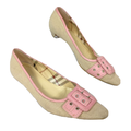 Burberry Shoes | Burberry Shoes Womens Sz 8 Pink Leather Bow Linen Pointed Toe Buckle Low Heel | Color: Pink/Tan | Size: 8