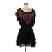 Ecote Casual Dress - DropWaist Ruffles Short sleeves: Black Hearts Dresses - Women's Size Small