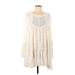 Free People Casual Dress - A-Line Keyhole Long sleeves: White Dresses - New - Women's Size Large