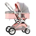 Baby Pushchair Stroller for Newborn, High Landscape Baby Stroller Carriage Two-Way Pram Trolley for Infant and Toddler, Lightweight Baby Pram Stroller Ideal for 0-36 Months (Color : Pink)