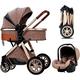 3 in 1 Baby Stroller Travel Systems Bassinet Stroller for Foldable Baby Stroller with Easy Fold Stroller Footmuff Blanket Cooling Pad Rain Cover Backpack Mosquito Net Fan B