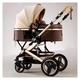 2 in 1 Convertible Baby Stroller Newborn Reversible Bassinet Pram,Foldable Aluminum Alloy Pushchair High Landscape Infant Carriage Anti-Shock Toddler Pushchair (Color : Brown)