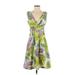 Nanette Lepore Casual Dress - Wrap: Green Tropical Dresses - Women's Size 4