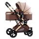 Baby Pushchair Stroller for Newborn, High Landscape Baby Stroller Carriage Two-Way Pram Trolley for Infant and Toddler, Lightweight Baby Pram Stroller Ideal for 0-36 Months (Color : Brown)