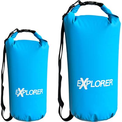Aufbewahrungstasche EXPLORER "Packsack Rollsack 10 L / 20 L wasserdicht, mit Schultergurt" Gr. 20, blau, Taschen, Damen, 20, PVC, Rolltop Tasche für Sup Camping Kajak Wandern Angeln Bootfahren Rafting Image