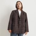 Madewell Jackets & Coats | Madewell Plus Size Wool Bedford Oversized Blazer In Stripe Sz 16 W Nwt | Color: Blue/Brown | Size: 16w