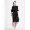 Blusenkleid CECIL, Damen, Gr. L (42), US-Größen, schwarz, Stoff, 100% Leinen, unifarben, casual, gerade kniebedeckend, V-Ausschnitt, Langarm Bündchen, Kleider, in Unifarbe