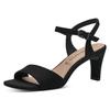 Sandalette TAMARIS, Damen, Gr. 38, schwarz, Textil, Veloursleder, elegant, Schuhe, Trichterabsatz, Abendschuh mit verstellbarem Fesselriemchen