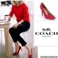 Coach Shoes | Coach Red Suede Heels Size 9.5 | Color: Red | Size: 9.5