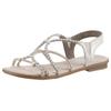 Riemchensandale RIEKER, Damen, Gr. 41, beige (hellbeige), Lederimitat, metallic, elegant, Schuhe, Sommerschuh, Sandalette, Blockabsatz, mit Gummizügen für guten Sitz, Topseller