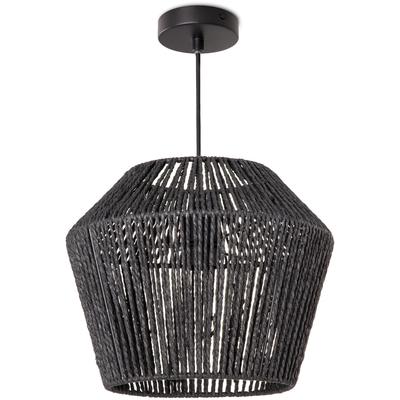 PACO HOME Pendelleuchte "Pinto", schwarz (schwarz, schwarz), Ø 33cm H: 27cm, Lampen, Deckenlampe aus Aluminium und Papier, Ø Schirm ca. 33 cm, Fassung E27 Image