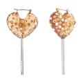 Coach Jewelry | Coach Designer Heart Gold-Tone Crystal Studded Lollipop Drop Earrings | Color: Gold | Size: Os