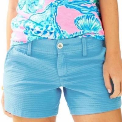 Lilly Pulitzer Shorts | Euc Womens Lilly Pulitzer Seaspray Blue The Callahan Shorts 100% Cotton Size 00 | Color: Blue | Size: 00