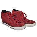 Converse Shoes | Converse Chuck Taylor All Star Dahlia Lux Hidden Heel Wedge Red Suede Shoes Sz 9 | Color: Red | Size: 9