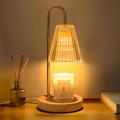 Candle Warmer Lamp Dimmable Timer - Electric Candle Warmer for Living Room Aesthetics, Amber Candle Melter with Wooden Base, Vintage Candle Heat Warmer Light for 3 Wick Candles, 3 Timing Options
