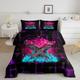 Homemissing Purple Comforter Set Single Kids Geometric Down Comforter for Boys Teens X Print Bedding Set Flame Style Blue Purple Duvet Insert/Quilt Set Room Decor Quilt Set