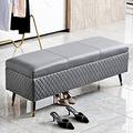 Leather Storage Bench,Premium Storage Bench End Of Bed Upholstered Bench,Modern Bedroom Bench Entryway Bench,Dark Gray,100X40X45Cm(39X16X18Inch)