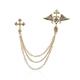 Brooch Pin Fashion Crystal Angel Wings Chain Tassel Brooch New Popular Alloy Brooch Jewelry Badge (Color : Gold)