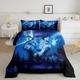 Wolf Comforter Set for Girls Boys Kids Single Galaxy Wolf Print Down Comforter Room Decorative Animal Wolves Bedding Set Outer Space Forest Blue Duvet Insert/Quilt Set 2Pcs Quilt Set