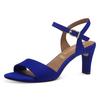 Sandalette TAMARIS, Damen, Gr. 37, blau (royalblau), Textil, Veloursleder, elegant, Schuhe, Trichterabsatz, Abendschuh mit verstellbarem Fesselriemchen