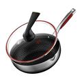 YYUFTTG Pan Frying pan 28cm nonstick Fry pan Kitchen Wok 316L Stainless Steel pan Honeycomb Wok Kitchen Frying pan with lid (Color : SET2, Size : 28cm)