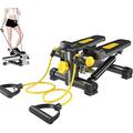 2 In1 Stepper with Electric Ropes, Side Twist Body Sculpture Stepper, Mini Weight Loss Hydraulic Loss Thin Legs Plastic Fitness Equipment Home