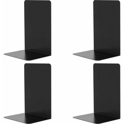 Sunxury - Serre-livres en métal noir, 2 paires de supports décoratifs d'extrémité de livre en métal