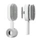 RHOS Self Cleaning Hair Brush with Holder-New 3D Air Cushion Brush for Detangling-Easy Clean Hair Brush for Women&Men-Paddle Hair Brush with Nylon Bristles for Thick/Curly/Long/Thin Hair(1 Pack-White)