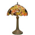 Blivuself Tiffany Style Stained Glass Table Lamp Orange Grape Bedroom Bedside Reading Desk Light for Office Dormitory Bar Decorate Retro Unique Cute Accent Decor Cottage 12" Village Nightstand Lamps