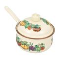 HOLIDYOYO Enamel Milk Pan, Mini Butter Warmer with Lid Vintage Pattern Nonstick Saucepan Melting Pot with Handle for Boiling Water Noodle Coffee Baby Food