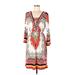 White Mark COUTURE COLLECTION Casual Dress: Ivory Print Dresses - Women's Size Large