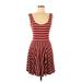 Forever 21 Casual Dress - Fit & Flare: Burgundy Stripes Dresses - Women's Size Medium