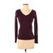 Ann Taylor Long Sleeve T-Shirt: Burgundy Tops - Women's Size 2X-Small