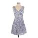 Banana Republic Casual Dress - Mini: Purple Acid Wash Print Dresses - Women's Size 2 Petite