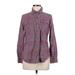 Columbia Long Sleeve Button Down Shirt: Purple Checkered/Gingham Tops - Women's Size Medium