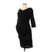 A Pea in the Pod Casual Dress Scoop Neck 3/4 Sleeve: Black Dresses - Women's Size Small Maternity