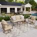 Alphamarts 5 - Person Outdoor Seating Group w/ Swivel Chairs & Cushions in Brown | 30.71 H x 75.59 W x 27.16 D in | Wayfair CP006-02-5